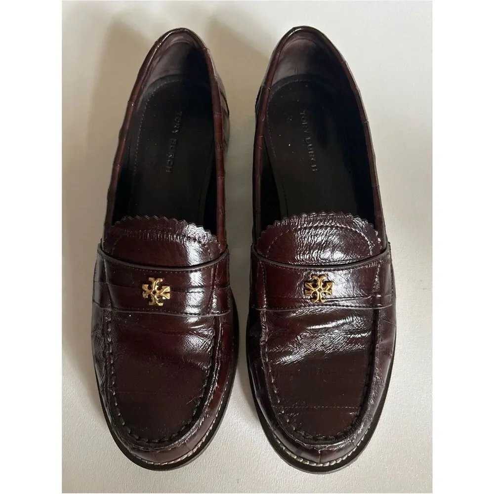 Tory Burch Classic JESSA LOAFER in Dark Brown Eel Size 5.5 ~ Perfect